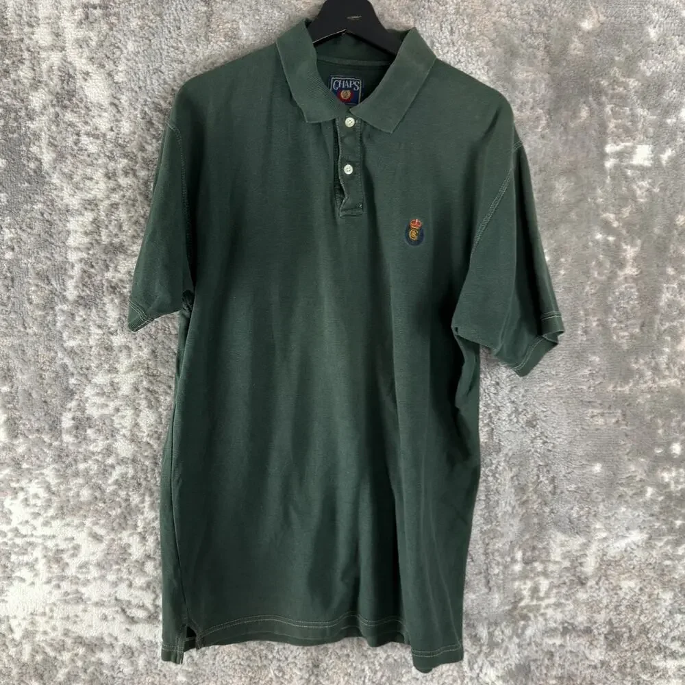 Ralph Lauren Chaps Size L Minimalist Casual Polo Shirt Green Short Sleeve Collar